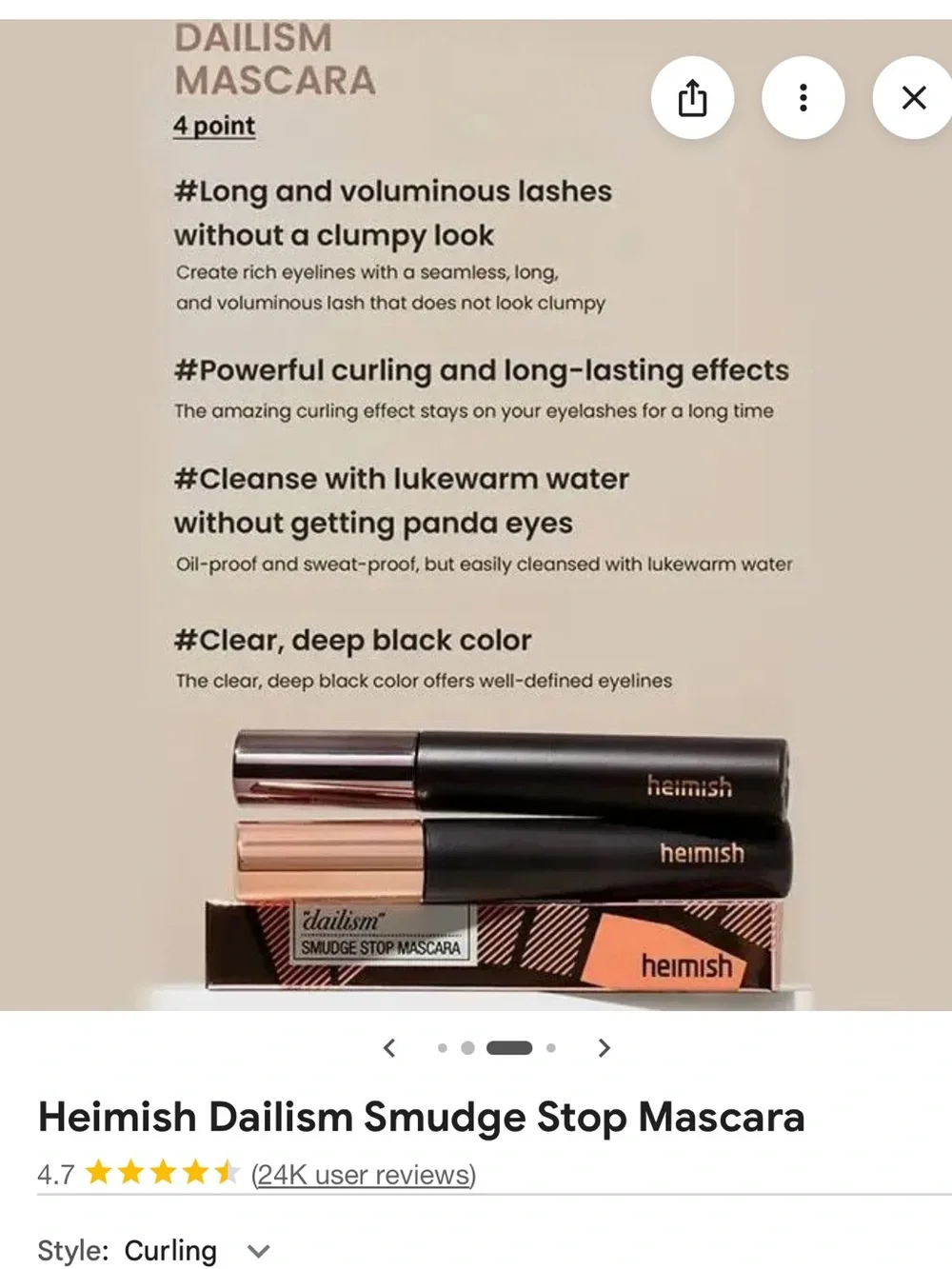 Heimish Dailism Smudge Stop Mascara Black